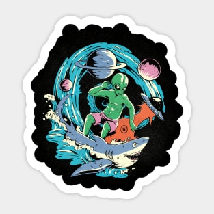 Alien surfing Sticker